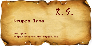 Kruppa Irma névjegykártya
